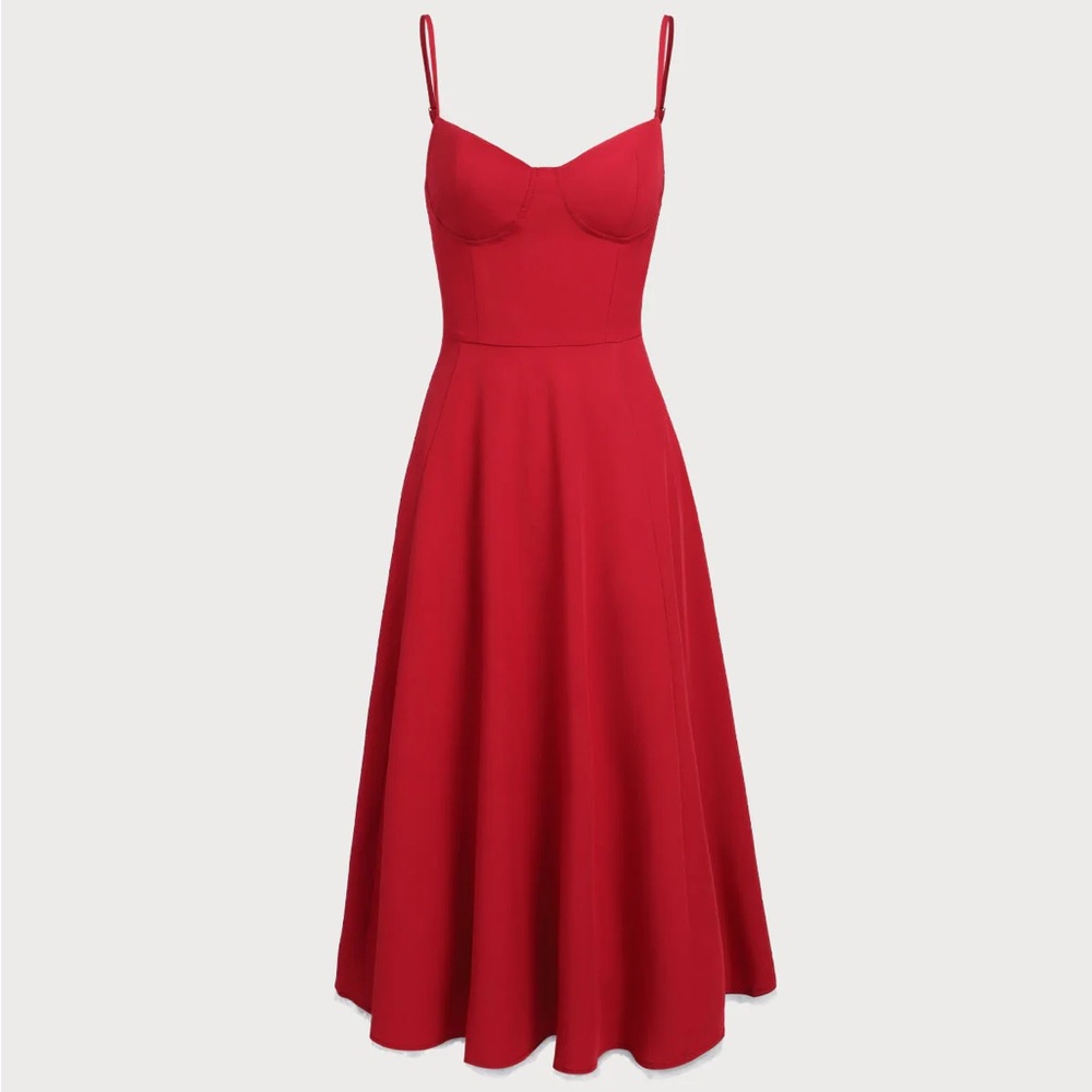 Rihoas Red Sweetheart Neck Slip Maxi Dress - Picture 7 of 9
